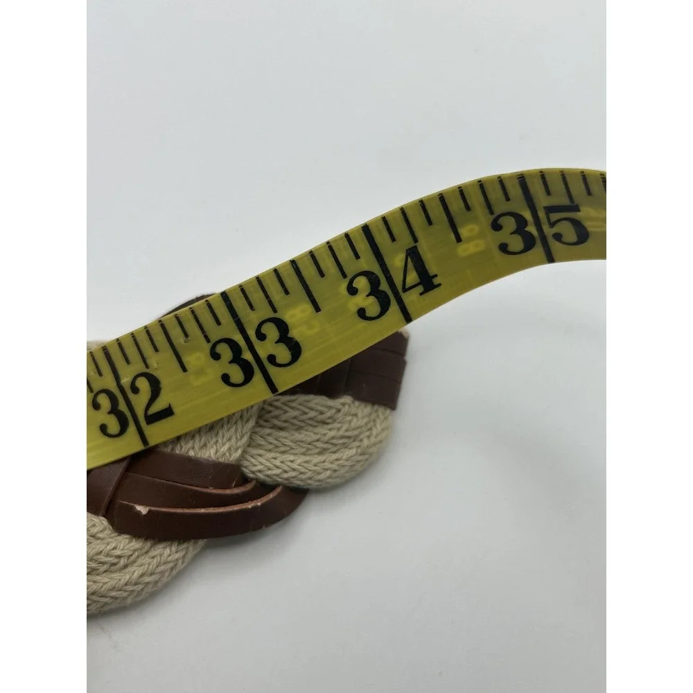 Banana Republic Braided Woven Belt Mens Small Beige Cotton Leather Brown‎ Casual